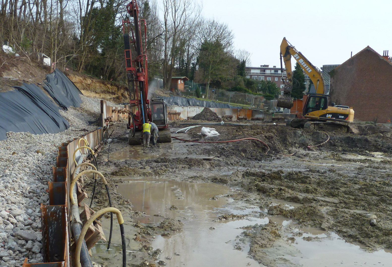 Wellpoint system lowering the water table in France