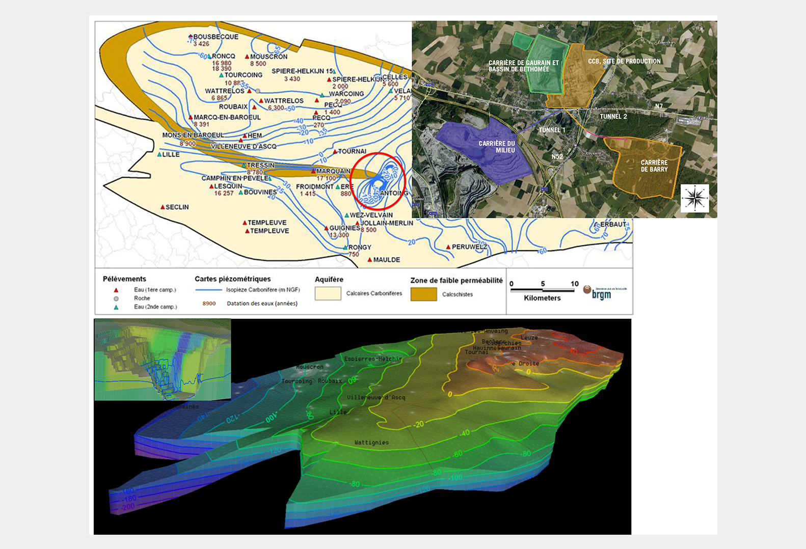 Hydrogeological model for the study and management of a mining exploitation